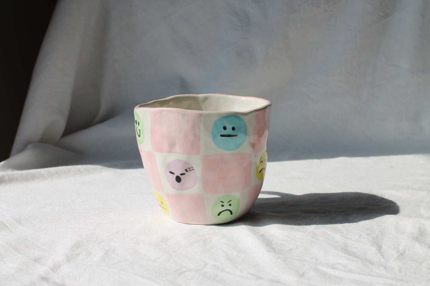 Checkered Mix mug, Smile, flowers,hearts